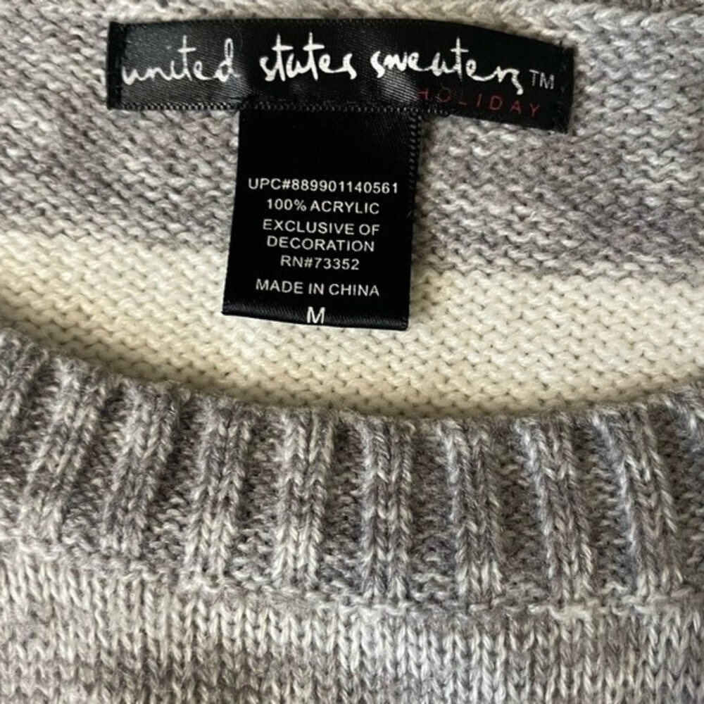 United States Sweaters Striped Holiday with Snowman and Sequins Christmas - Picture 4 of 6